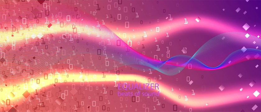 Binary Code Vector Presentation. Technology Funky Minimal Layout. Matrix Falling Binary Code. Blue Purple Pink Background. 