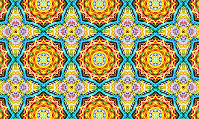 Geometric kaleidoscope multicolored seamless pattern. Abstract background. Beautiful multicolor kaleidoscope texture. Unique kaleidoscope design. Illustration for design.