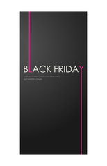 black Friday. Poster for the day of discounts. Vector illustration. Stock vector. Black leaflet with advertising. pink line.