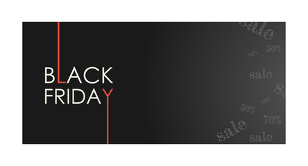 black Friday. Poster for the day of discounts. Vector illustration. Stock vector. Black leaflet with advertising. Orange lines.