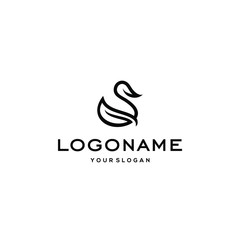 Fototapeta premium swan logo,goose or duck icon design vector in trendy and abstract luxury line outline style 