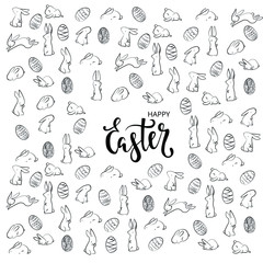 Happy easter rebbits and eggs pattern