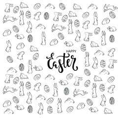 Fototapeta premium Happy easter rebbits and eggs pattern