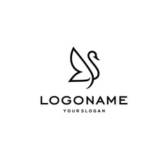 swan logo,goose or duck icon design vector in trendy and abstract luxury line outline style 