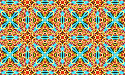 Geometric kaleidoscope multicolored seamless pattern. Abstract background. Beautiful multicolor kaleidoscope texture. Unique kaleidoscope design. Illustration for design.