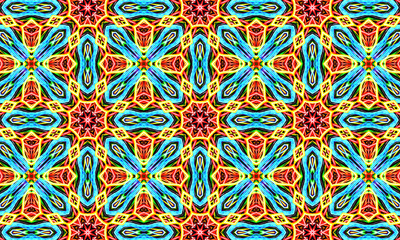 Geometric kaleidoscope multicolored seamless pattern. Abstract background. Beautiful multicolor kaleidoscope texture. Unique kaleidoscope design. Illustration for design.