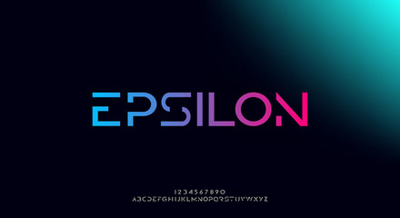 Fototapeta Epsilon, an abstract technology futuristic alphabet font. digital space typography vector illustration design obraz