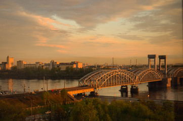 Fototapeta premium Railway bridge over the Neva river