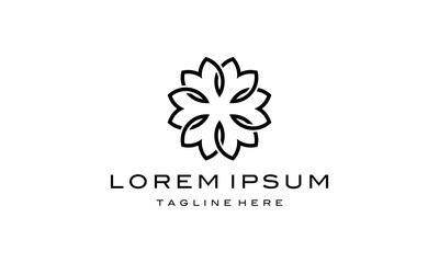 initial letter M with leaf connection logo design concept