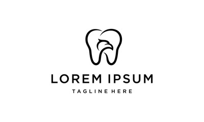 eagle head with tooth dental logo design concept