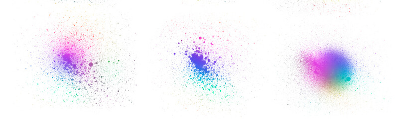 Abstract colorful isolated splash and spray brushes