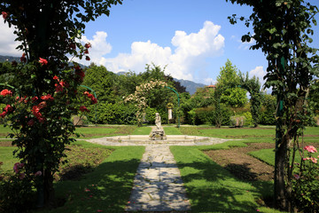Stresa (VCO), Italy - June 02, 2018: Villa Pallavicino garden, Stresa, Verbano-Cusio-Ossola, Piedmont, Italy.