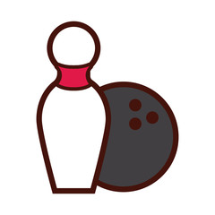 bowling sport ball and pine line and fill icon