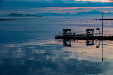 Sea scape on a calm morning at Port Hardy, Vancouver Island, British Columbia