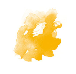 Yellow watercolor isolated brushes