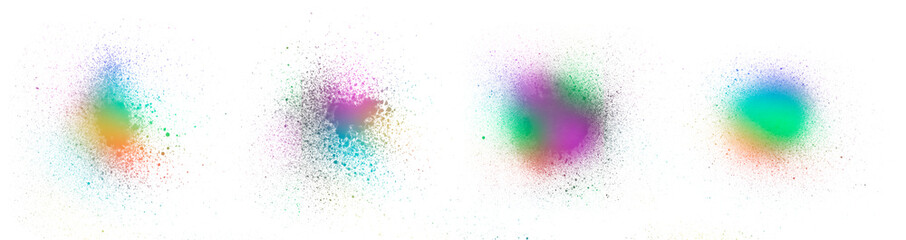 Abstract set of 4 colorful isolated brushes