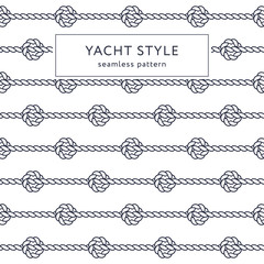 Obraz premium Nautical rope seamless pattern. Yacht style design. Vintage decorative background. Template for prints, wrapping paper, fabrics, covers, flyers, banners, posters and placards. Vector illustration. 