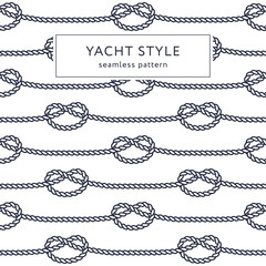 Nautical rope seamless pattern. Yacht style design. Vintage decorative background. Template for prints, wrapping paper, fabrics, covers, flyers, banners, posters and placards. Vector illustration. 