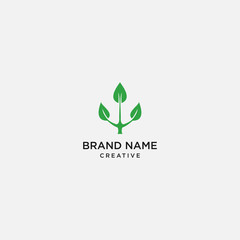 Vector abstract emblem - outline monogram - tree leaf symbol - concept for organic shop - logo design template