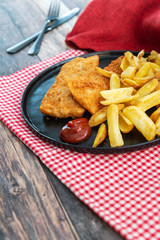 British Traditional fish and chips and tartar sauce