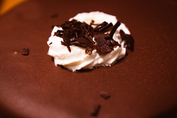 Belgian Smooth Natural Chocolate Cake with whipped cream topping
