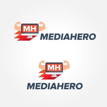 Super hero personal computer logo concept