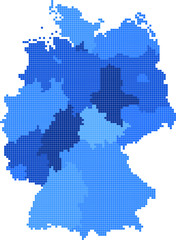 Blue square Germany map on white background. Vector illustration.