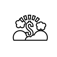 money dollar symbol with clouds line style