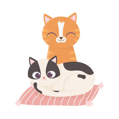 cats make me happy, cute cats in cushion cartoon