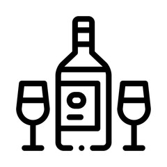 Wine Bottle Icon Vector. Outline Wine Bottle Sign. Isolated Contour Symbol Illustration