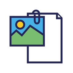 document file paper with picture line and fill style icon