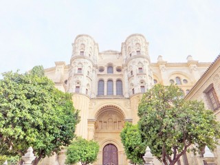 Fototapeta na wymiar Malaga cathedral entrance portal (Andalusia, Spain)
