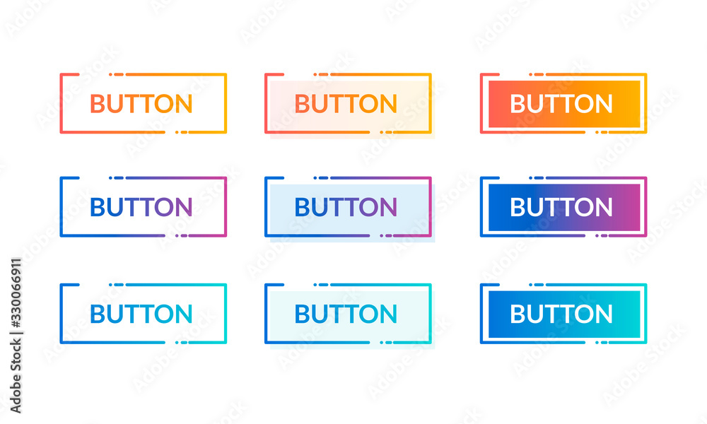 Poster Vector Illustration Colorful Set Of Web Button With Hover Effect And Press Effect