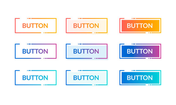 Vector Illustration Colorful Set Of Web Button With Hover Effect And Press Effect