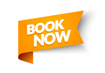 Vector Illustration Book Now Flag. Modern Web Banner
