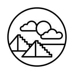 desert with pyramids scene line style icon