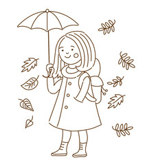 Cute cartoon girl with umbrella