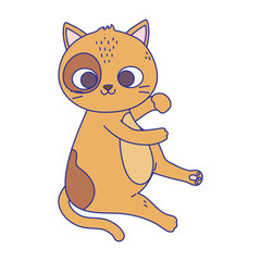 cute little cat with spots sitting feline cartoon