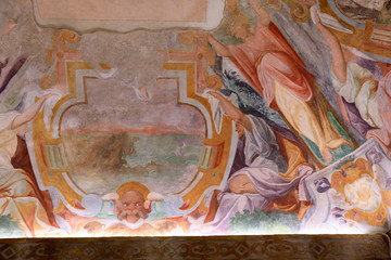 Lainate (MI), Italy - June 16, 2018: Villa Litta Borromeo Visconti ninfeo inside ceiling, Lainate, Milan, Lombardy, Italy