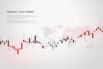 Stock market graph or forex trading chart for business and financial concepts, reports and investment on grey background . Vector illustration