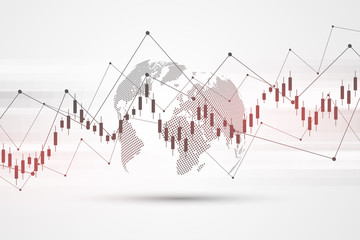 Stock market graph or forex trading chart for business and financial concepts, reports and investment on grey background . Vector illustration