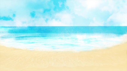 リゾート地 海 夏 青空 光 背景イラスト Wall Mural-あかね 吉田