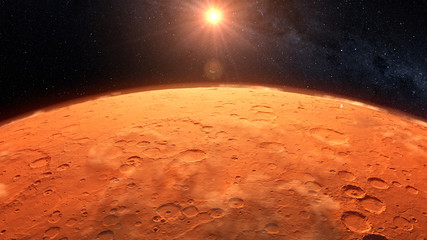 Mars planet sunset sunrise in the space 3d illustration © unlimit3d