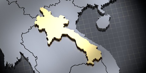 Laos - country shape - 3D illustration
