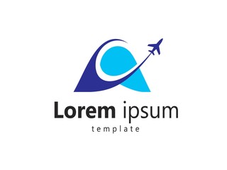 Airplane takeoff logo Letter A