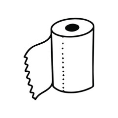 Single hand drawn tooilet paper towels. Doodle stock vector illustration. Element for posters, stickers. Isolated on white background. Sketch elements set for graphic and web design.