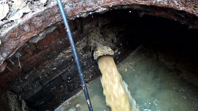 Sewer pipe cleaning. Close-up. Clean.