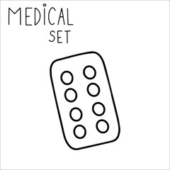 Single hand drawn tablets pack Doodle stock vector illustration. element for posters, stickers and seasonal design. Isolated on white background. Sketch elements set for graphic and web design.