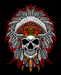 Indiana Apache skull tribal vector illustration design.