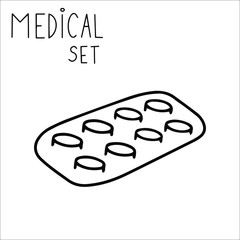 Single hand drawn tablets pack Doodle stock vector illustration. element for posters, stickers and seasonal design. Isolated on white background. Sketch elements set for graphic and web design.